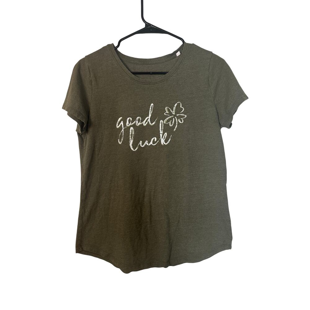 Sonoma Olive Olive Green St. Patrick’s Day Good Luck Graphic T-Shirt Women Sz M
